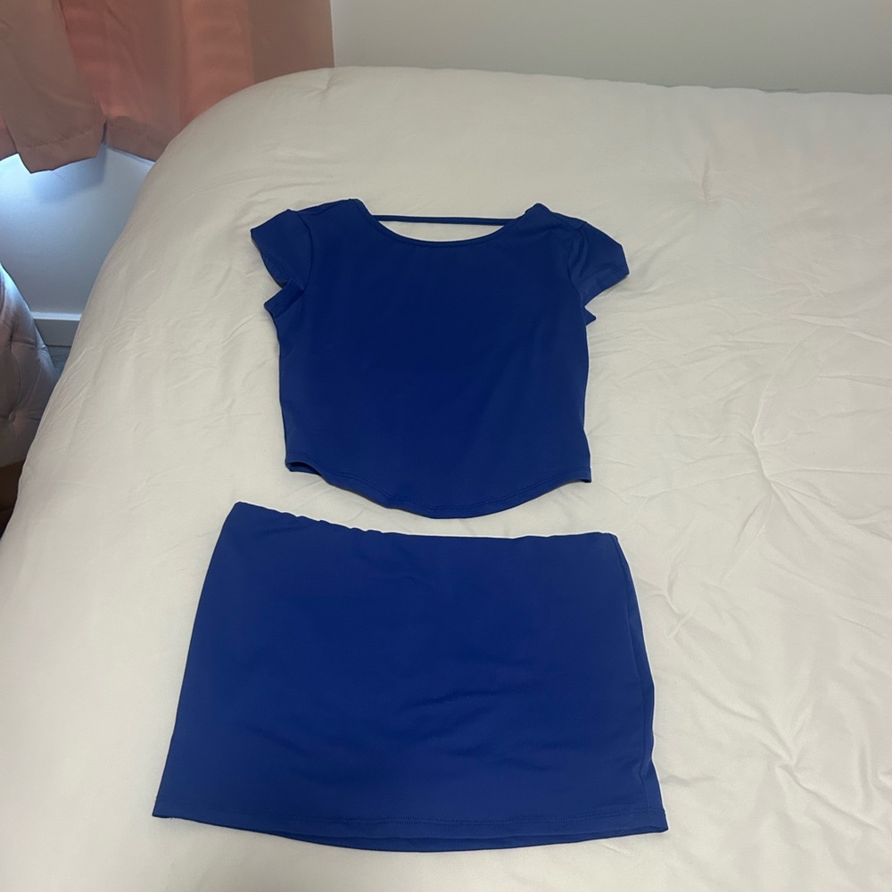 Blue top and skirt set